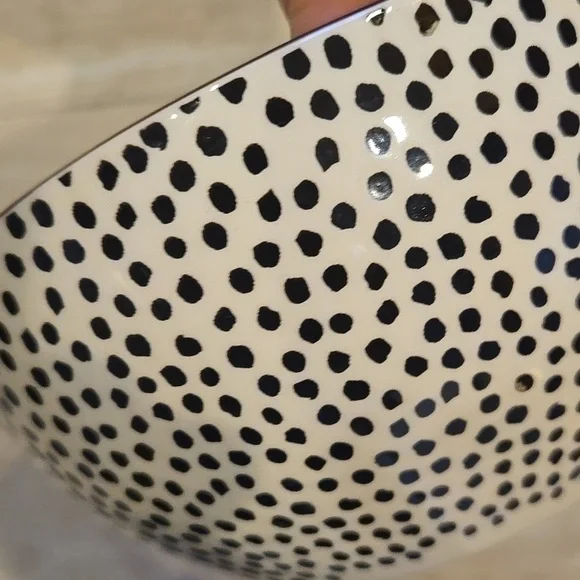 Thyme & Table Black/White Dot Stoneware Gold-Rimmed Bowl - Picture 6 of 6